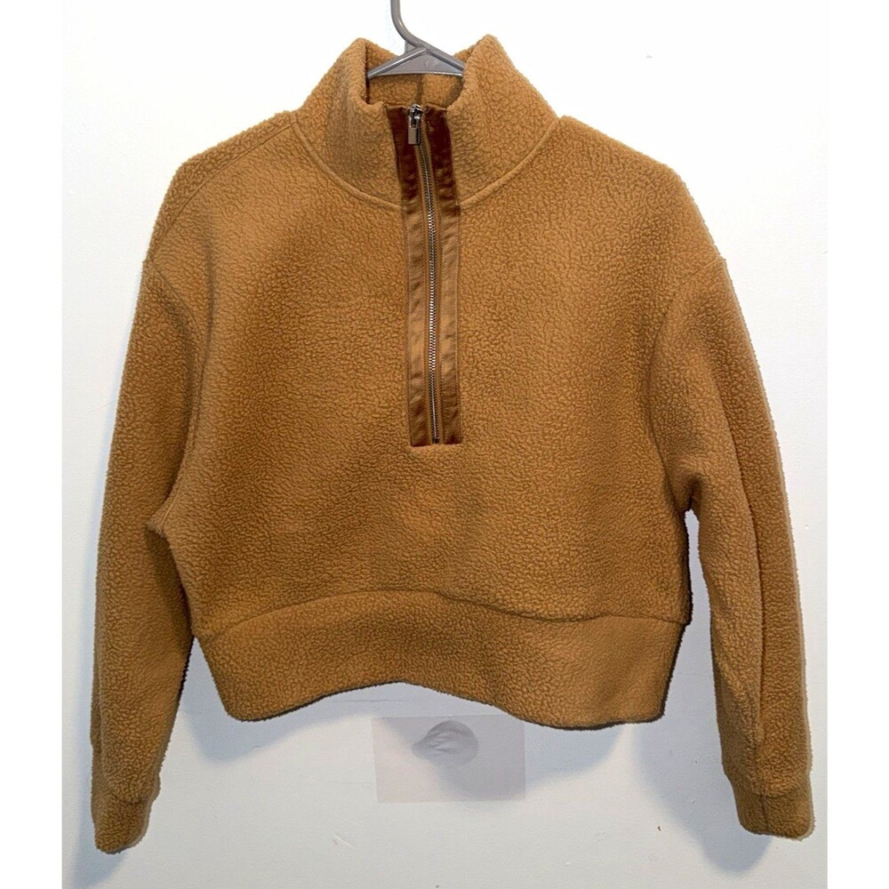 Express Women’s Brown Pullover Sweatshirt XS Regular Long Sleeve 1/4 Zip Fleece